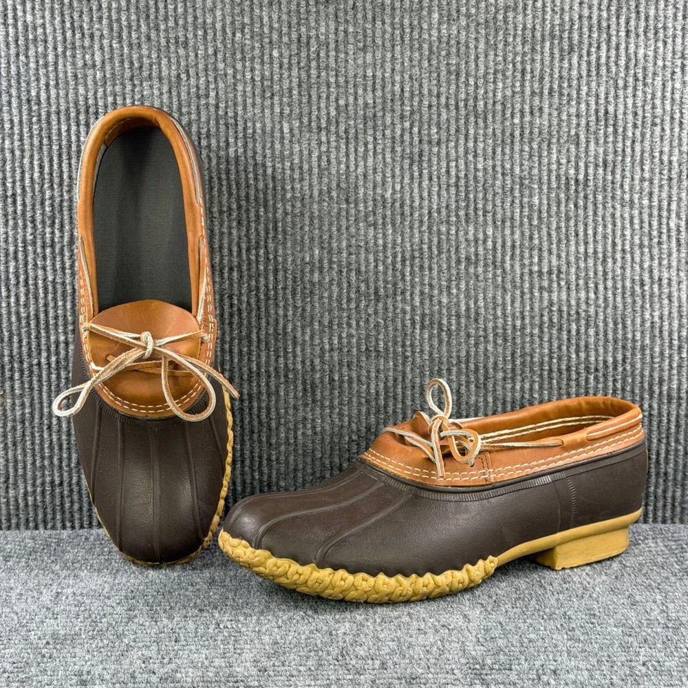 LL Bean Rubber Moc Bean Boots Mens 12 M Brown Tan Waterproof Shoes 175061 USA